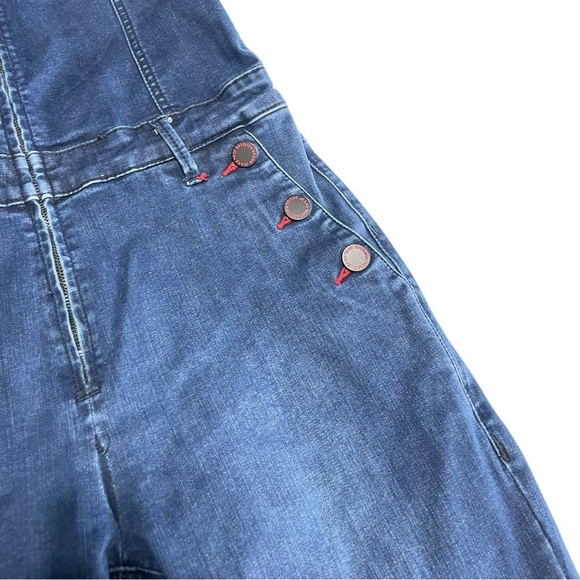 True Religion Women's X Manchester United Skinny Stretch Denim Overall Jumpsuit - Picture 4 of 15